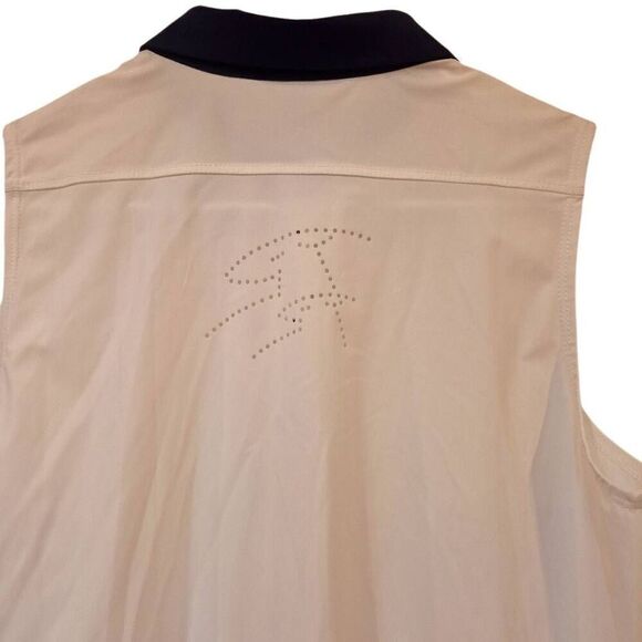 Foray Golf Women's White & Navy Nylon/Spandex Core Sleeveless Polo Shirt NEW - Picture 7 of 14